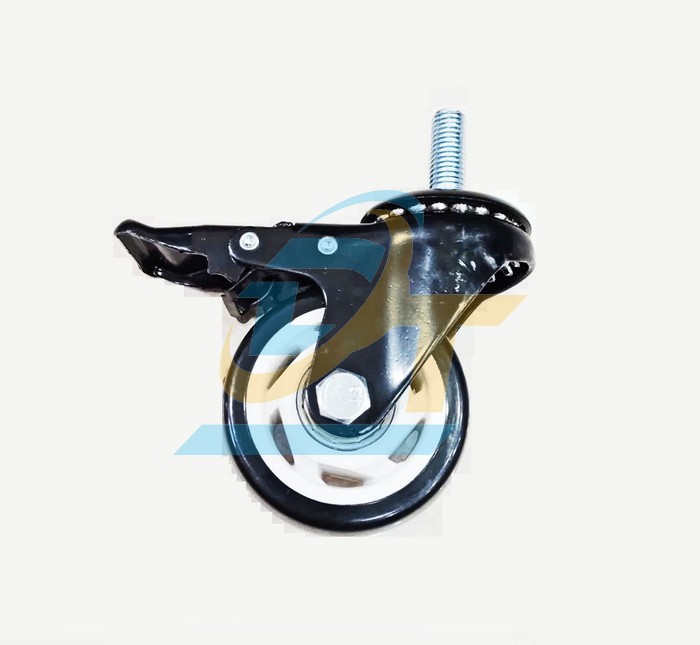 Bánh xe nhựa PVC phi 40 càng xoay có khóa (Cọc vít)
