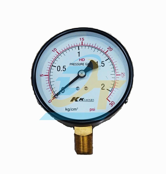 Đồng hồ đo &aacute;p suất 100mm KK-GAUGES 0-2kgf/cm2 (Ch&acirc;n đứng ren 17mm)