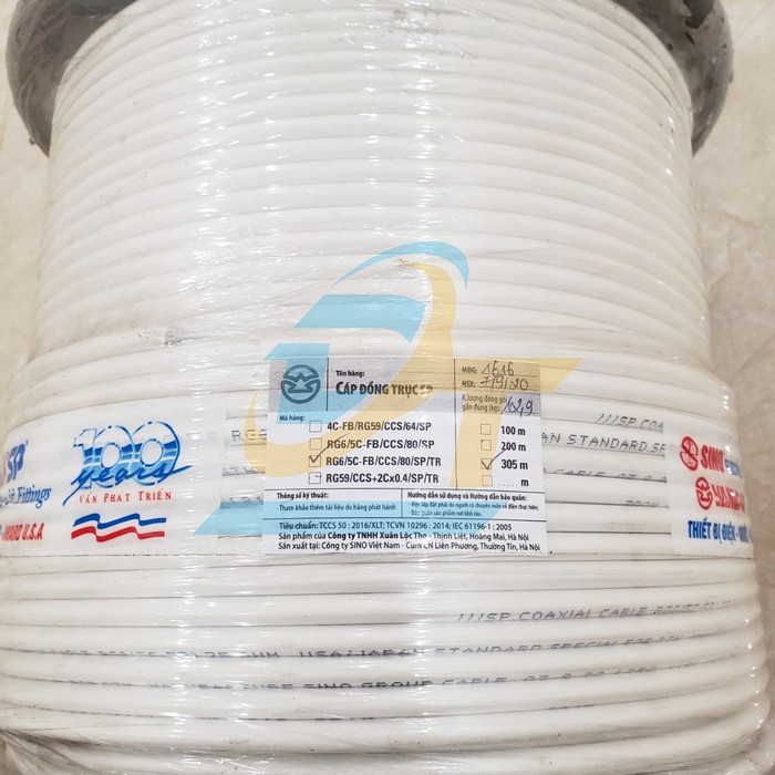 Cáp đồng trục Sino RG6/5C-FB/CCS/80/SP/TR (Cuộn 305m) RG6/5C-FB/CCS/80/SP/TR Sino | Giá rẻ nhất - Công Ty TNHH Thương Mại Dịch Vụ Đạt Tâm