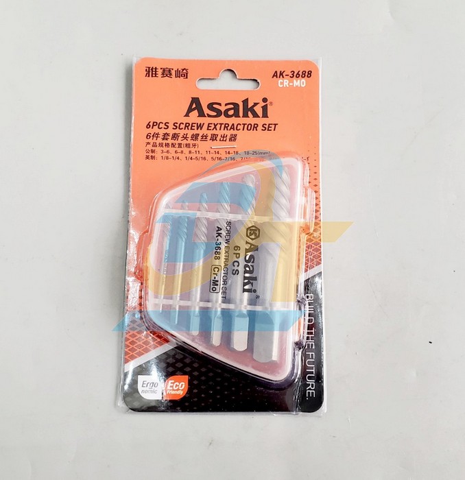 Bộ mũi ren lấy bu lông ốc vít gãy 6 chi tiết Asaki AK-3688 AK-3688 Asaki | Giá rẻ nhất - Công Ty TNHH Thương Mại Dịch Vụ Đạt Tâm