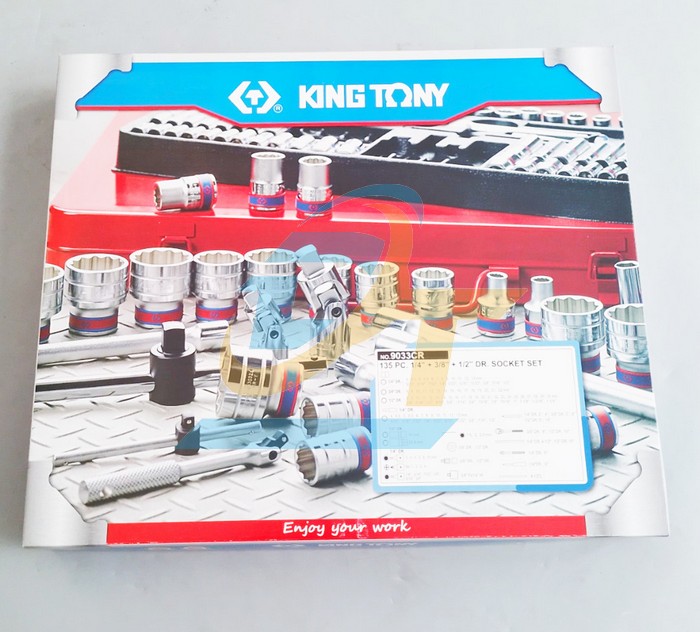 Bộ tuýp 135 chi tiết 1/2" - 1/4" - 3/8" Kingtony 9033CR  KingTony | Giá rẻ nhất - Công Ty TNHH Thương Mại Dịch Vụ Đạt Tâm