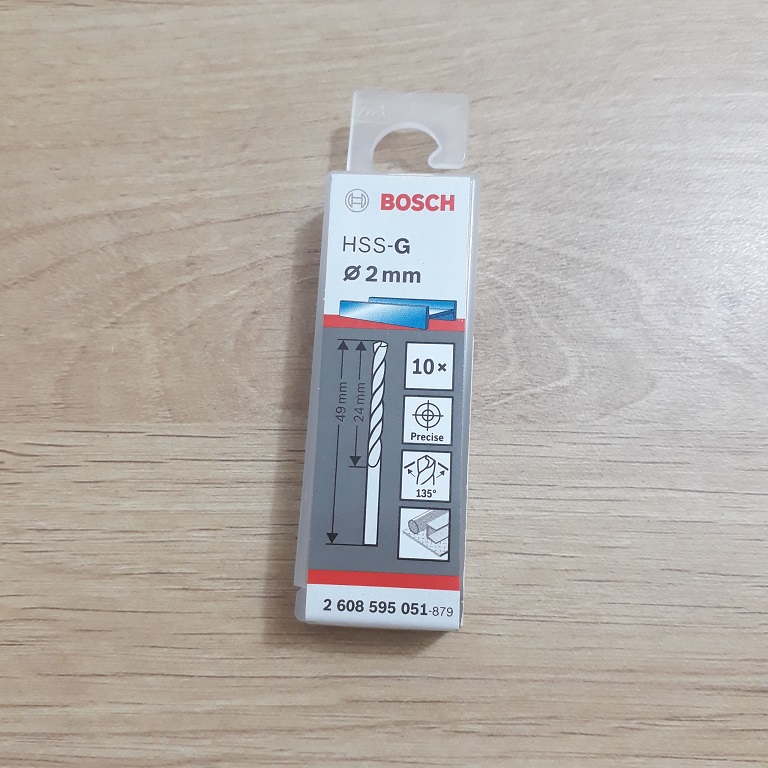 Mũi khoan sắt 2mm HSS-G Bosch 2608595051 2608595051 Bosch | Giá rẻ nhất - Công Ty TNHH Thương Mại Dịch Vụ Đạt Tâm