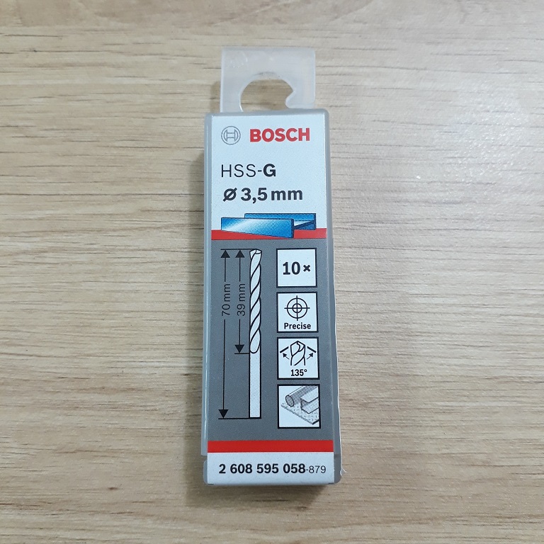 Mũi khoan sắt 3.5mm HSS-G Bosch 2608595058 2608595058 Bosch | Giá rẻ nhất - Công Ty TNHH Thương Mại Dịch Vụ Đạt Tâm