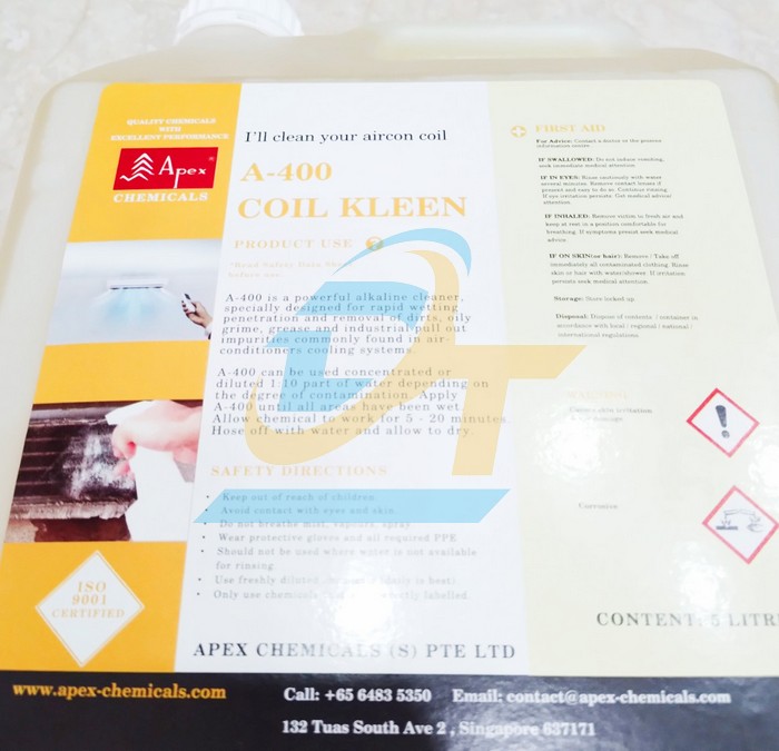 Dung dịch vệ sinh máy lạnh Apex A-400 Coil Kleen (5L)  APEX-CHEMICAL | Giá rẻ nhất - Công Ty TNHH Thương Mại Dịch Vụ Đạt Tâm