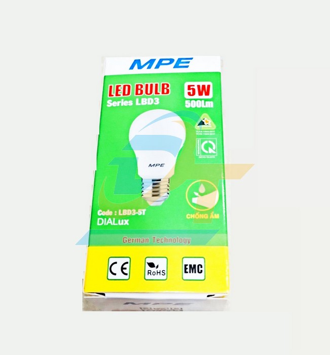 Bóng đèn LED Bulb chống ẩm 5W 6500K 175-265V MPE LBD3-5T  MPE | Giá rẻ nhất - Công Ty TNHH Thương Mại Dịch Vụ Đạt Tâm