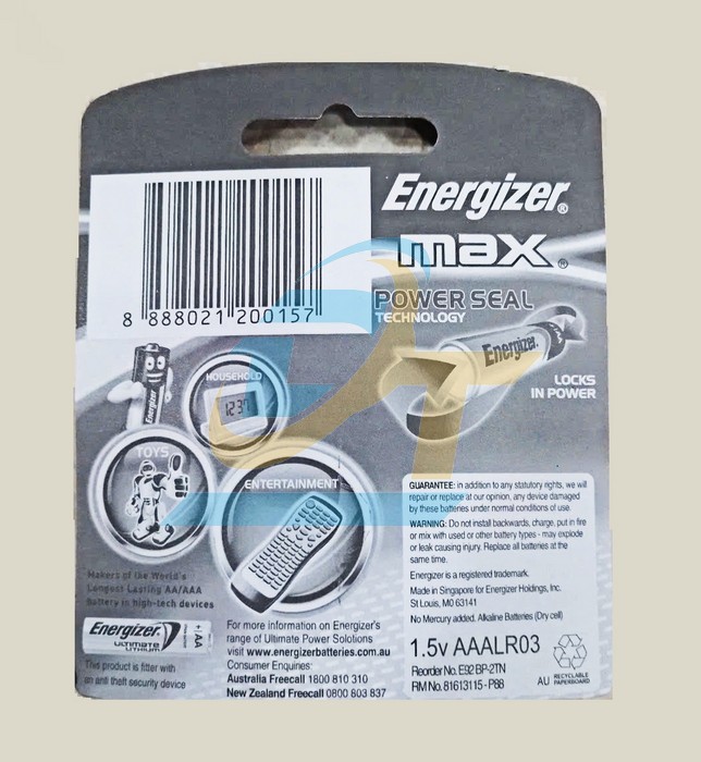 Pin AAA 1.5v Alkaline Energizer E92 BP2  ENERGIZER | Giá rẻ nhất - Công Ty TNHH Thương Mại Dịch Vụ Đạt Tâm