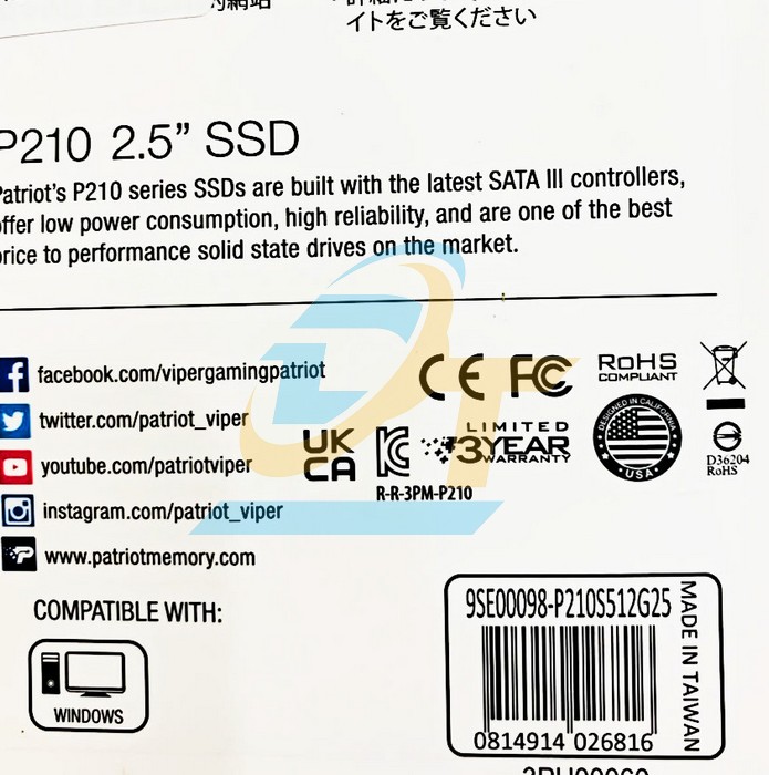 Ổ cứng SSD 2.5" 128GB Patriot P210 SATA III  PATRIOT | Giá rẻ nhất - Công Ty TNHH Thương Mại Dịch Vụ Đạt Tâm