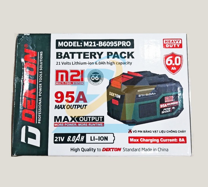 Pin Li-ion 21V 6.0Ah Dekton M21-B6095PRO M21-B6095PRO DEKTON | Gi&aacute; rẻ nhất - C&ocirc;ng Ty TNHH Thương Mại Dịch Vụ Đạt T&acirc;m