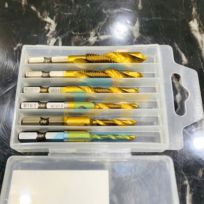 Bộ 6 mũi khoan taro chu&ocirc;i lục gi&aacute;c HSS phủ titanium W.I.N.S DRT-TIN M3-M10  W.I.N.S | Gi&aacute; rẻ nhất - C&ocirc;ng Ty TNHH Thương Mại Dịch Vụ Đạt T&acirc;m