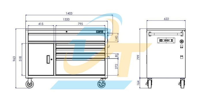 Tủ dụng cụ 132cm 5 hộc k&eacute;o m&agrave;u trắng  VietNam | Gi&aacute; rẻ nhất - C&ocirc;ng Ty TNHH Thương Mại Dịch Vụ Đạt T&acirc;m