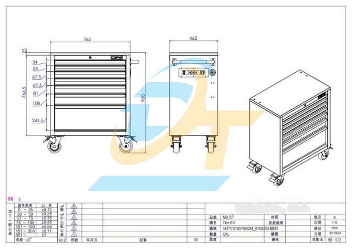 Tủ dụng cụ 76cm 7 hộc k&eacute;o  VietNam | Gi&aacute; rẻ nhất - C&ocirc;ng Ty TNHH Thương Mại Dịch Vụ Đạt T&acirc;m
